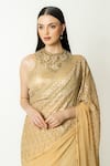 Rabani & Rakha_Gold Georgette Sairaa Pre-draped Palazzo Saree With Blouse  _at_Aza_Fashions