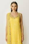 Rabani & Rakha_Yellow Georgette, Net Sequins, Cut Work, Ayat Embroidered Kurta Gharara Set _at_Aza_Fashions