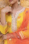 Shop_Myaara_Yellow Kurta And Pant Silk Viscose Zari Sequin Floral Blossom Pattern Set _Online_at_Aza_Fashions