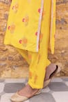 Buy_Myaara_Yellow Kurta And Pant Silk Viscose Zari Sequin Floral Blossom Pattern Set 