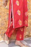 Myaara_Red Kurta And Pant Silk Viscose Zari Sequin Blossom Pattern Set _at_Aza_Fashions