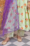 Buy_Myaara_Green Anarkali Silk Viscose Zari Sequin V-neck Blossom Patterned Pant Set _Online_at_Aza_Fashions