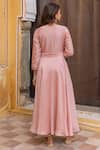 Shop_Myaara_Peach Anarkali Crepe Georgette Pleated Yoke Set With Embellished Dupatta _at_Aza_Fashions