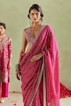 Mrunalini Rao_Pink Georgette Hand Embroidered Sequin Mythili Saree _Online_at_Aza_Fashions