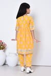 Shop_Samyukta Singhania_Yellow Cotton Print Ikat Flora Motif Aliya Cut Kurta With Pant _at_Aza_Fashions