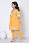 Shop_Samyukta Singhania_Yellow Cotton Print Ikat Flora Motif Aliya Cut Kurta With Pant _Online_at_Aza_Fashions