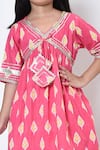 Buy_Samyukta Singhania_Pink Cotton Print Ikat Bloom Motif Aliya Cut Kurta With Pant _Online_at_Aza_Fashions