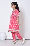 Samyukta Singhania_Pink Cotton Print Ikat Bloom Motif Aliya Cut Kurta With Pant _at_Aza_Fashions