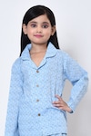 Buy_Banana Bee_Blue Cotton Print Blossom Night Suit_Online_at_Aza_Fashions