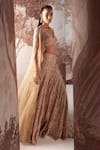 Buy_Sana Barreja_Beige Net Embroidered Sequin Cape Open Myra Embellished Sharara Set _Online_at_Aza_Fashions
