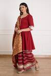Buy Pheeta Maroon Cotton Woven Gota Patti Work Sharara Set With Banarasi Dupatta Online at Aza Fashions Buy_Pheeta_Maroon Cotton Woven Gota Patti Work Sharara Set With Banarasi Dupatta _Online_at_Aza_Fashions