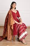 Pheeta Maroon Cotton Woven Gota Patti Work Sharara Set With Banarasi Dupatta at Aza Fashions Pheeta_Maroon Cotton Woven Gota Patti Work Sharara Set With Banarasi Dupatta _at_Aza_Fashions