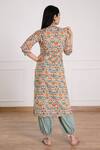 Shop_Pheeta_Multi Color Cotton Printed Floral Band Geometric Kurta And Pant Set _at_Aza_Fashions