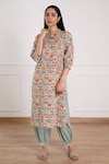 Pheeta_Multi Color Cotton Printed Floral Band Geometric Kurta And Pant Set _Online_at_Aza_Fashions