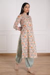 Shop_Pheeta_Multi Color Cotton Printed Floral Band Geometric Kurta And Pant Set _Online_at_Aza_Fashions