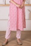 Buy_Pheeta_Pink Cotton Printed Floral V Neck Straight Kurta And Pant Set _Online_at_Aza_Fashions