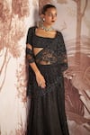 Sana Barreja_Black Skirt Organza Embroidered Lillian Bead Saree With Blouse  _Online_at_Aza_Fashions