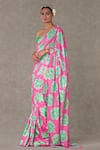 Buy_Masaba_Pink Saree Sequinned Georgette And Silk Print Nurvi With Unstitched Blouse Piece_Online_at_Aza_Fashions