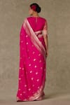 Shop_Masaba_Magenta Saree Jacquard Silk Embroidery Pattern With Unstitched Blouse Piece _at_Aza_Fashions