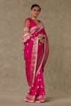 Buy_Masaba_Magenta Saree Jacquard Silk Embroidery Pattern With Unstitched Blouse Piece _Online_at_Aza_Fashions