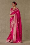 Masaba_Magenta Saree Jacquard Silk Embroidery Pattern With Unstitched Blouse Piece _at_Aza_Fashions