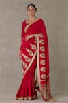 Masaba_Red Saree - Crepe Silk Embellished Son Patti With Unstitched Blouse Fabric _Online_at_Aza_Fashions