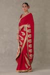 Buy_Masaba_Red Saree - Crepe Silk Embellished Son Patti With Unstitched Blouse Fabric _Online_at_Aza_Fashions