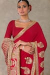 Shop_Masaba_Red Saree - Crepe Silk Embellished Son Patti With Unstitched Blouse Fabric _Online_at_Aza_Fashions