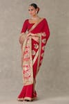 Masaba_Red Saree - Crepe Silk Embellished Son Patti With Unstitched Blouse Fabric _at_Aza_Fashions