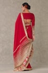 Shop_Masaba_Red Saree Crepe Silk Embellished Son Chidiya With Unstitched Blouse Fabric _at_Aza_Fashions