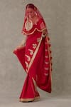 Masaba_Red Saree - Crepe Silk Embellished Dori Son Chidiya Embroidered Veil Set _Online_at_Aza_Fashions