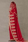 Buy_Masaba_Red Saree Crepe Silk Son Patti Embellished Set With Unstitched Blouse Piece _Online_at_Aza_Fashions