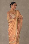 Masaba_Peach Saree - Tissue Embroidery Shahi Tukda With Unstitched Blouse Piece _at_Aza_Fashions