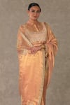 Masaba_Peach Saree And Shirt - Tissue Embroidery Kalpatru Shahi Tukda & Set _Online_at_Aza_Fashions