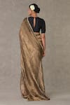 Shop_Masaba_Black Saree- Tissue Embellished Surma With Unstitched Raw Silk Blouse Piece_at_Aza_Fashions