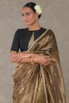Masaba_Black Saree- Tissue Embellished Surma With Unstitched Raw Silk Blouse Piece_Online_at_Aza_Fashions