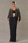 Buy_Masaba_Black Tube- Textured Embroidery Neel Kamal Cape Open Embellished Skirt Set _at_Aza_Fashions