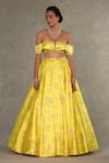 Buy_Masaba_Yellow Skirt Taffeta Printed And Embroidered Bloom & Juhi & Bustier Set_at_Aza_Fashions