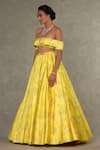 Buy_Masaba_Yellow Skirt Taffeta Printed And Embroidered Bloom & Juhi & Bustier Set_Online_at_Aza_Fashions