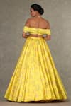Shop_Masaba_Yellow Skirt Taffeta Printed And Embroidered Bloom & Juhi & Bustier Set_Online_at_Aza_Fashions