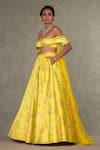 Masaba_Yellow Skirt Taffeta Printed And Embroidered Bloom & Juhi & Bustier Set_at_Aza_Fashions