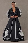 Buy_Masaba_Black Textured Knit Embellished Dori Jacket Chand Applique Work And Gown Set _at_Aza_Fashions