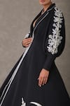 Shop_Masaba_Black Textured Knit Embellished Dori Jacket Chand Applique Work And Gown Set _Online_at_Aza_Fashions