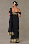 Shop_Masaba_Black Saree Georgette Embroidered Dori And Sequin Neel Kamal Pre-stitched Set _at_Aza_Fashions