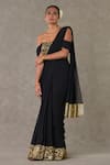 Buy_Masaba_Black Saree Georgette Embroidered Dori And Neel Kamal Pre-stitched With Blouse _at_Aza_Fashions