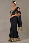 Shop_Masaba_Black Saree Georgette Embroidered Dori And Neel Kamal Pre-stitched With Blouse _Online_at_Aza_Fashions