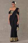 Masaba_Black Saree Georgette Embroidered Dori And Neel Kamal Pre-stitched With Blouse _at_Aza_Fashions