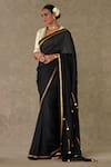 Buy_Masaba_Black Saree Organza Embroidered Gota And Tassel Work With Unstitched Blouse Piece _Online_at_Aza_Fashions