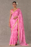 Buy_Masaba_Pink Saree- Organza Digital Print Bloomerang With Unstitched Blouse Piece _at_Aza_Fashions