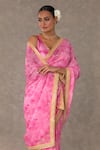 Masaba_Pink Saree- Organza Digital Print Bloomerang With Unstitched Blouse Piece _at_Aza_Fashions